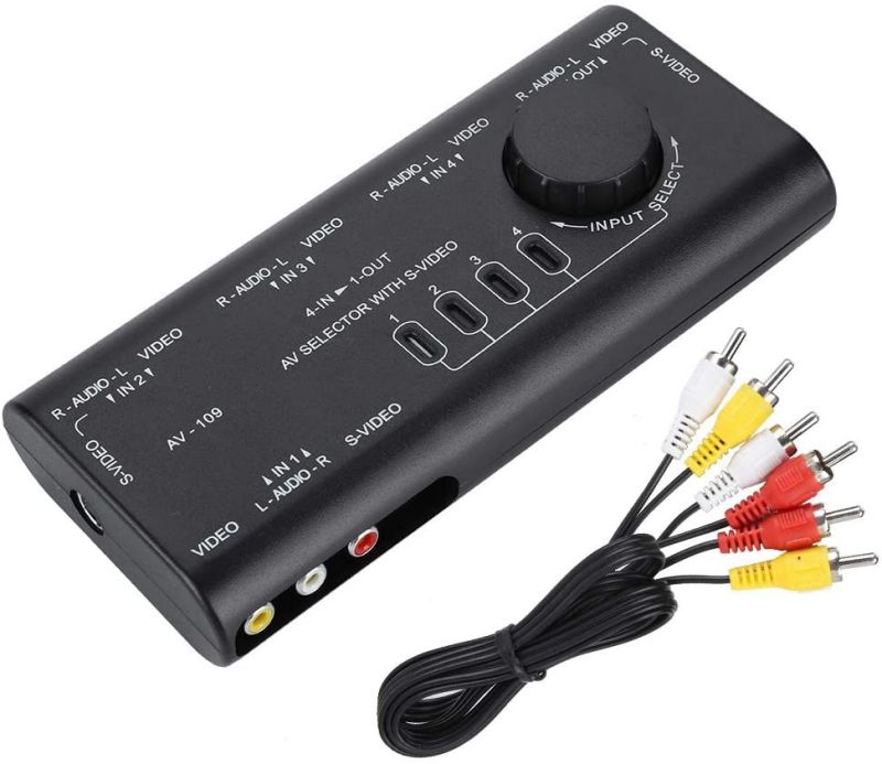 SOONHUA Shockproof Audio and Video Converter 4 in 1 Out Switcher 4 Way Splitter Suitable for Home Video Game Projector