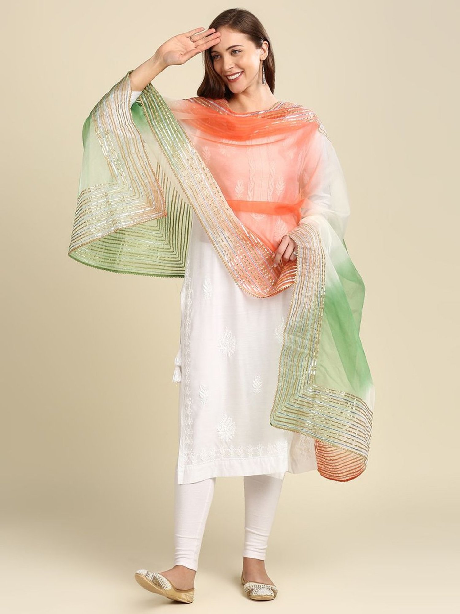 Dupatta Bazaar White Zari Work Dupatta
