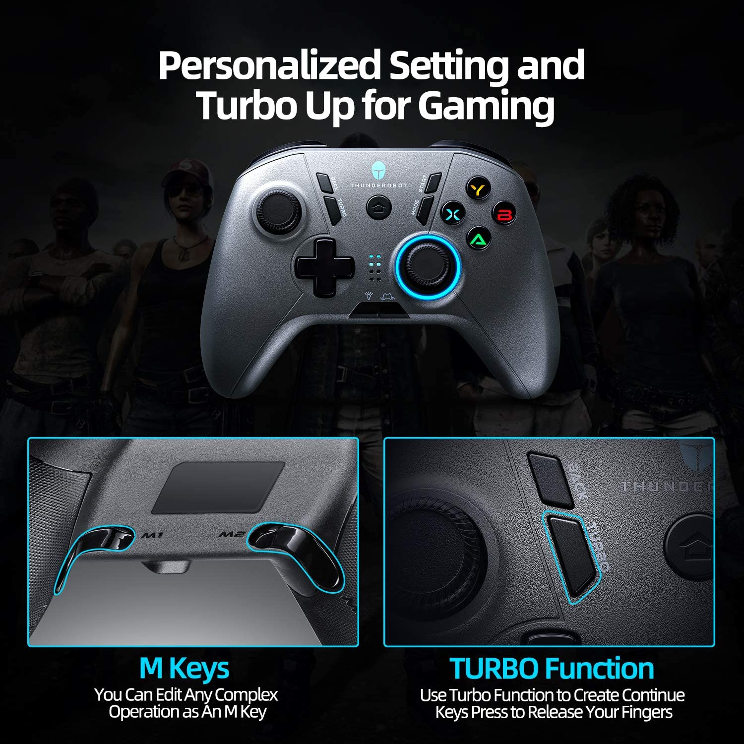 ThundeRobot Wired Gaming Controller,Gamepad G30 USB Wired PC Joystick Gamepad with Customized Buttons, Dual Vibration Motors, Ergonomic Laptop Game Controller for PC with Windows Vista/7/8/8.1/10