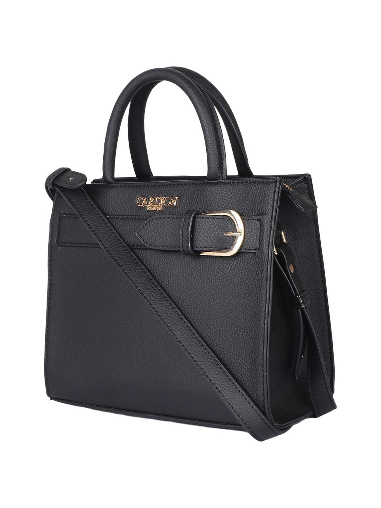 Carlton London Black Solid Medium Handbag