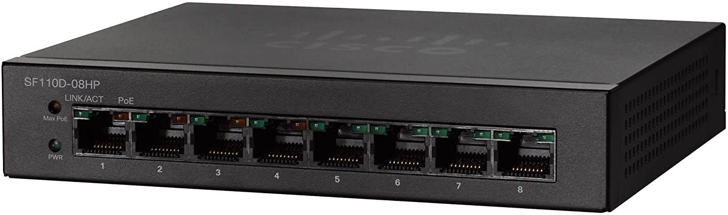 Cisco SF110D-08HP Desktop Switch with 8 Ports 32W 10/100 PoE, Limited Lifetime Protection