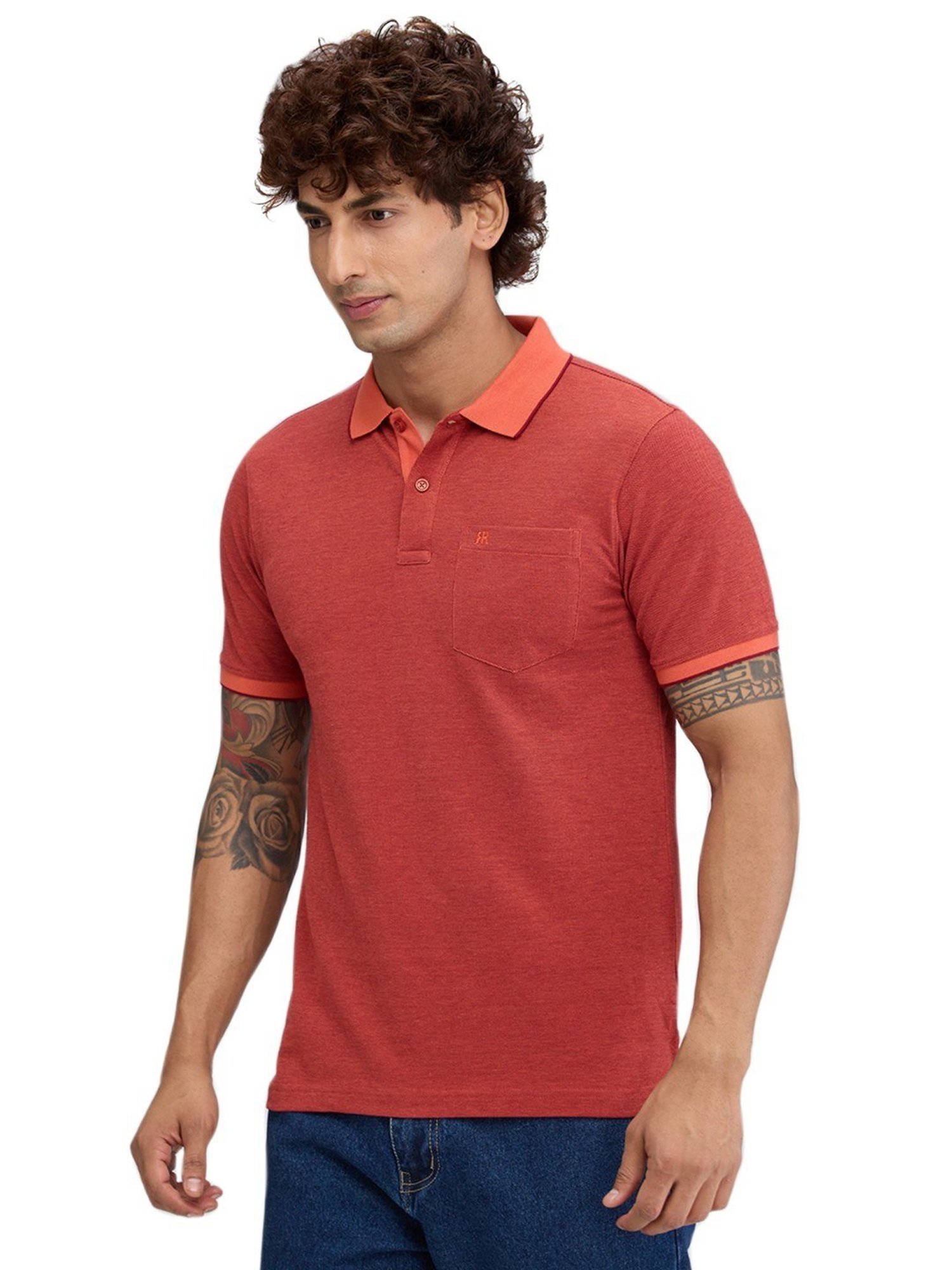Raymond Orange Slim Fit Polo T-Shirt