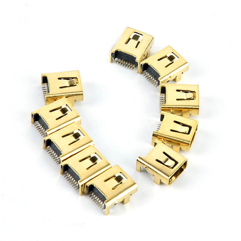 10pcs Mini USB 8 Pin Female Jack Pcb Smt Socket Connector Welding Female Jack 8P Gold Plated Connector Plug Whosesale