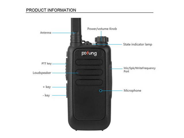 2 pcs Pofung T15 FRS Digital Tube, Flashlight, 16 Channels, Dual Knobs (Fixed Antenna), Aluminum Alate Shielding 2W/0.5W Integrated Walkie-talkie 1500mAh Battery,WT01