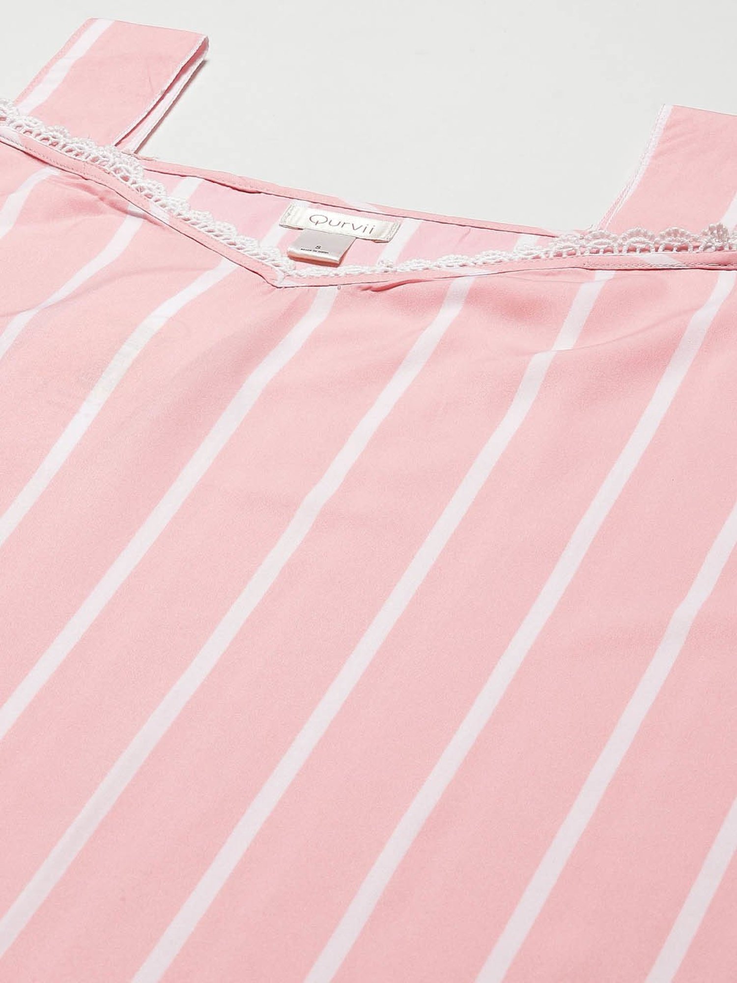 Qurvii Pink Striped A-Line Top