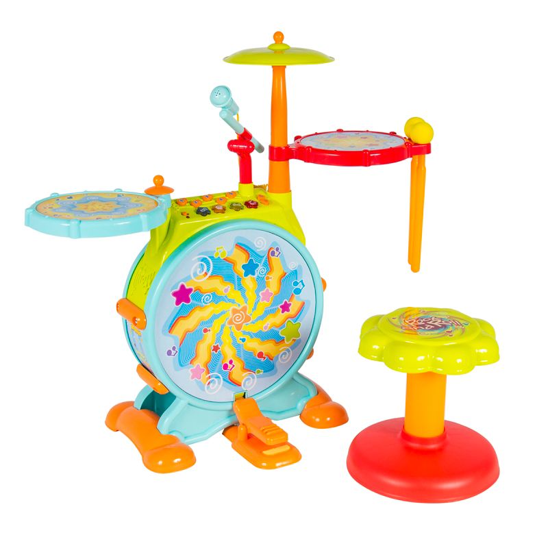 Best Choice Products Kids Electronic Toy Drum Set w/ Adjustable Sing-Along, Microphone, Stool, Drumsticks