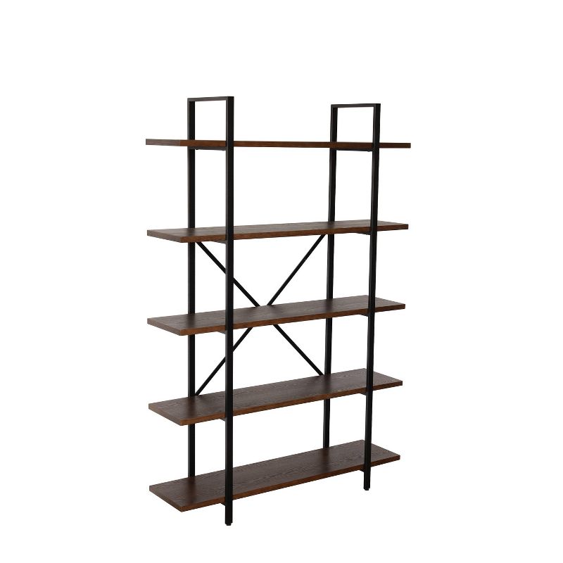 70" Camas 5 Shelf Etagere Bookshelf Walnut Brown - Summerland Home