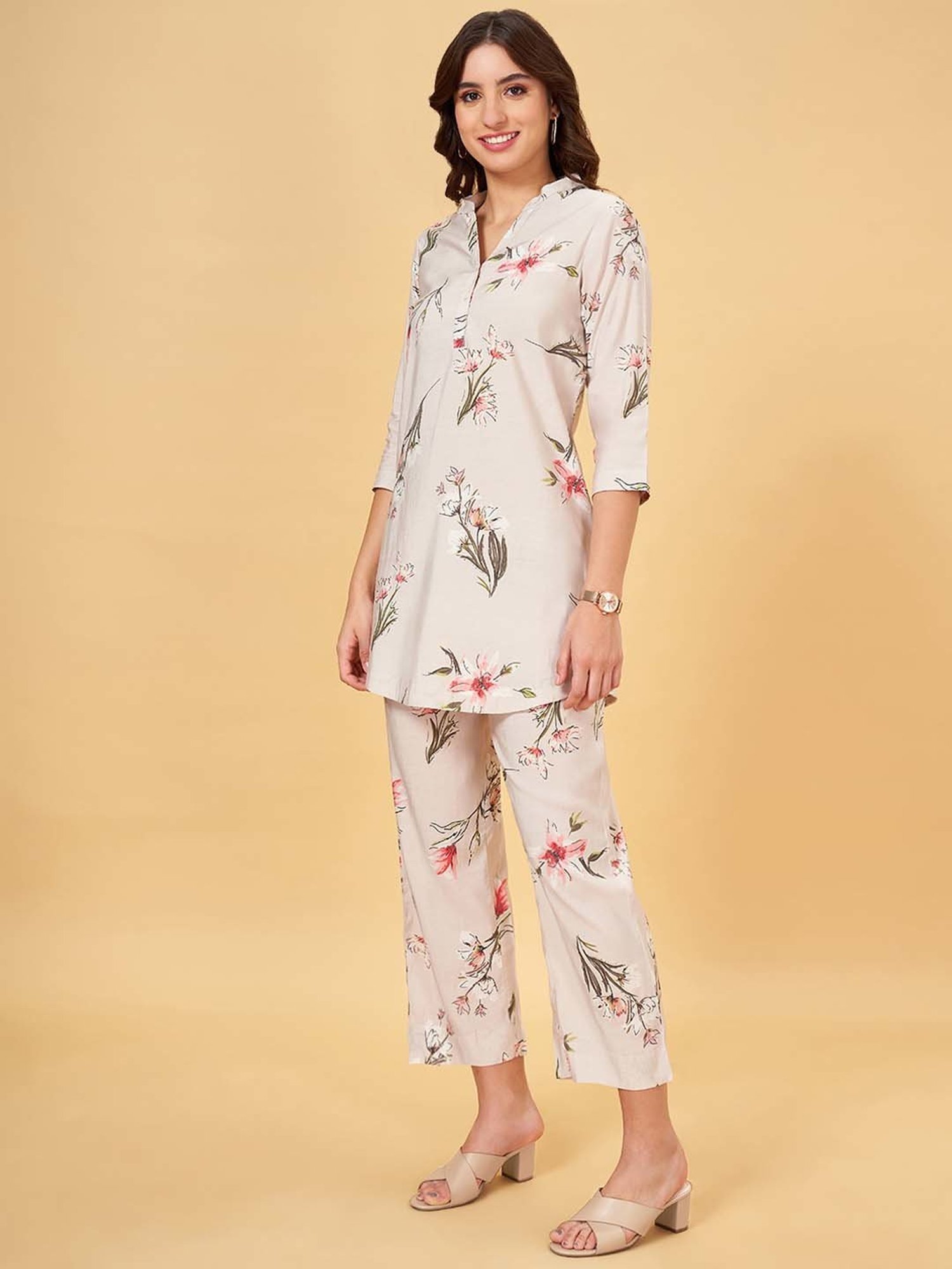 Melon by PlusS Blue Printed Shirt Pant Set