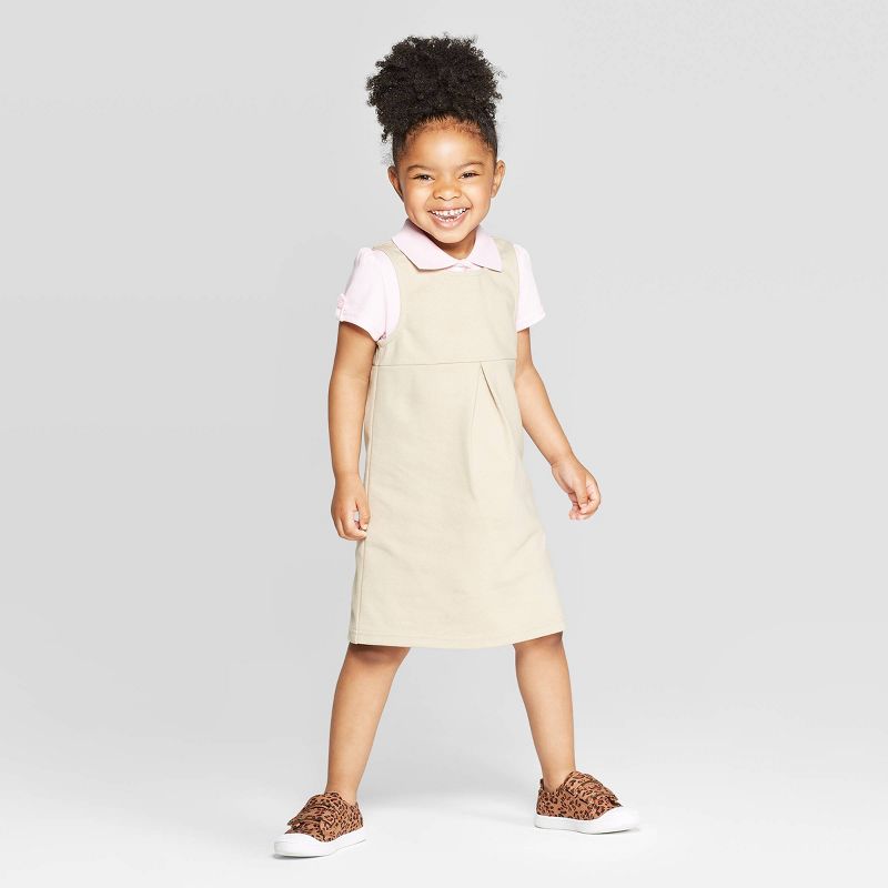 Toddler Girls' Uniform Tank Knit Jumper - Cat & Jack™ Khaki 4T