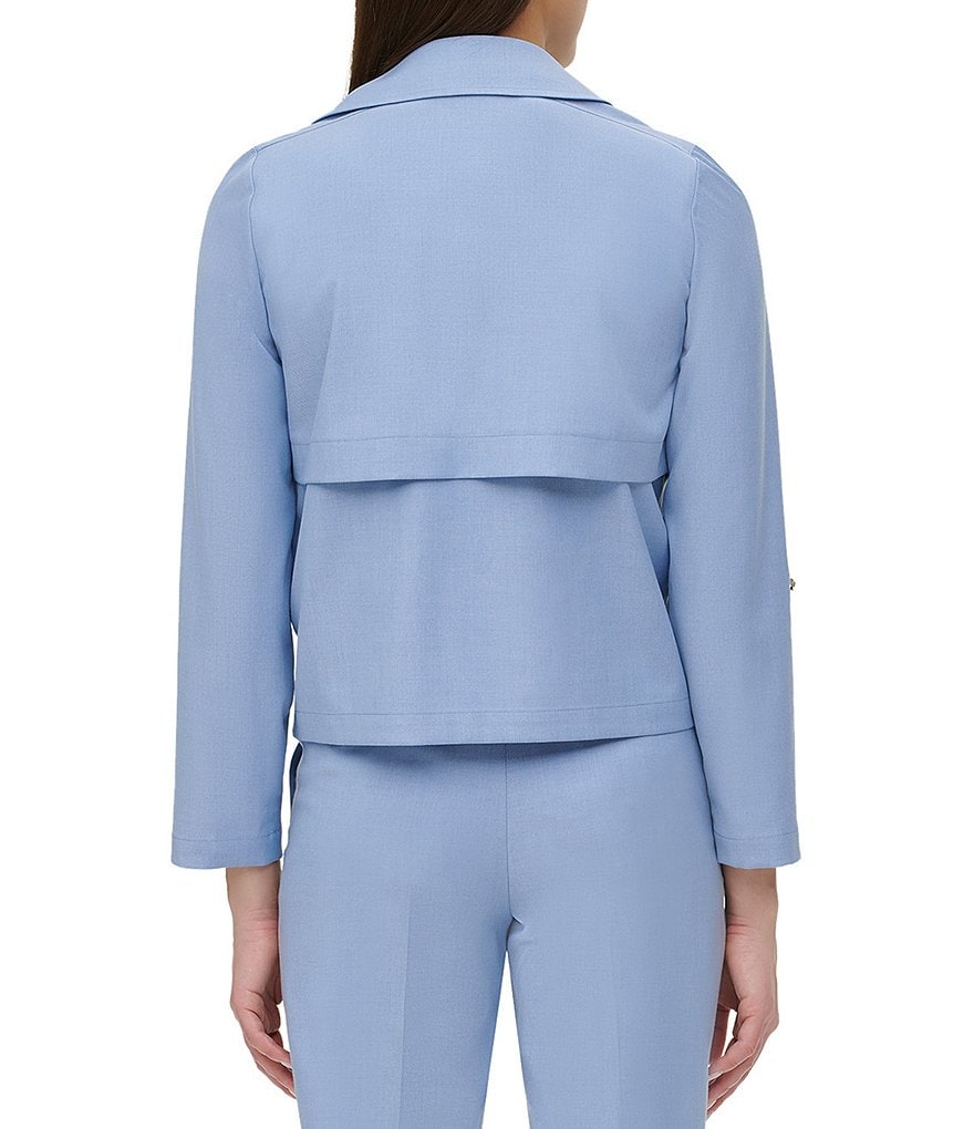 Eva Varro Solid Knit Jersey Notch Lapel Collar Two-Button Jacket