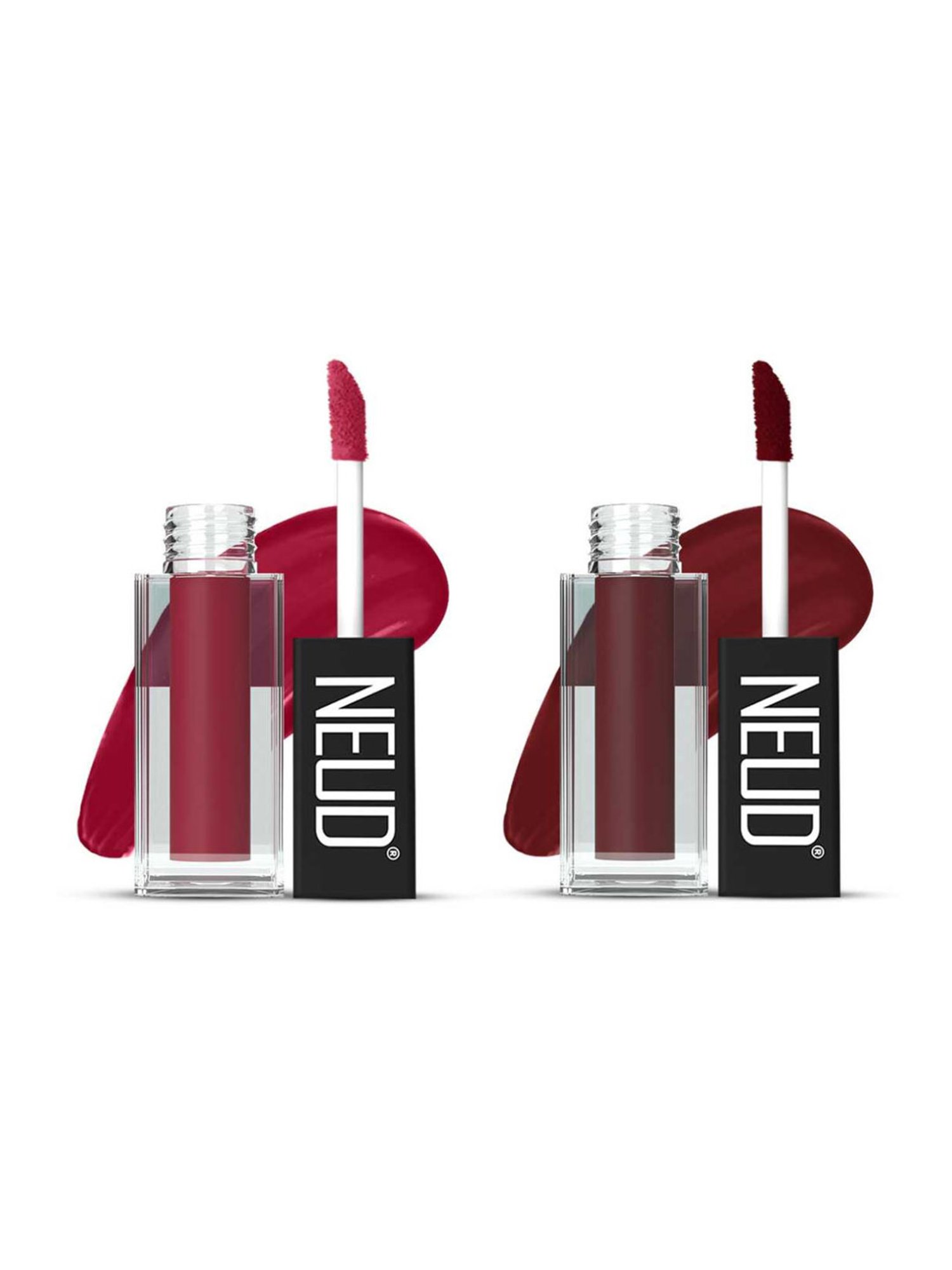 Neud Matte Liquid Lipstick Combo Peachy Pink & Mocha Brownie with Two Lip Gloss Free