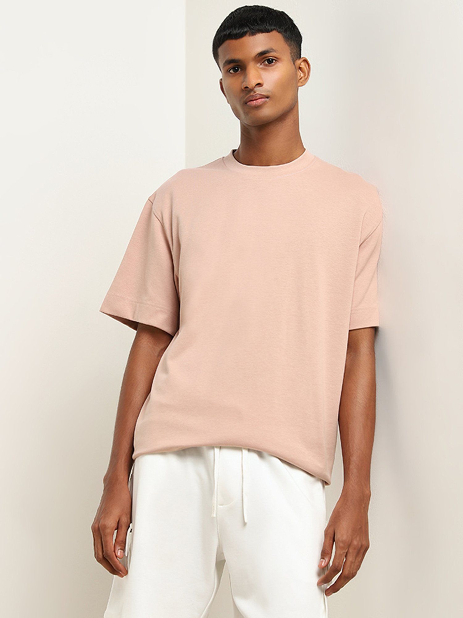 Studiofit by Westside Peach Solid Relaxed-Fit T-Shirt