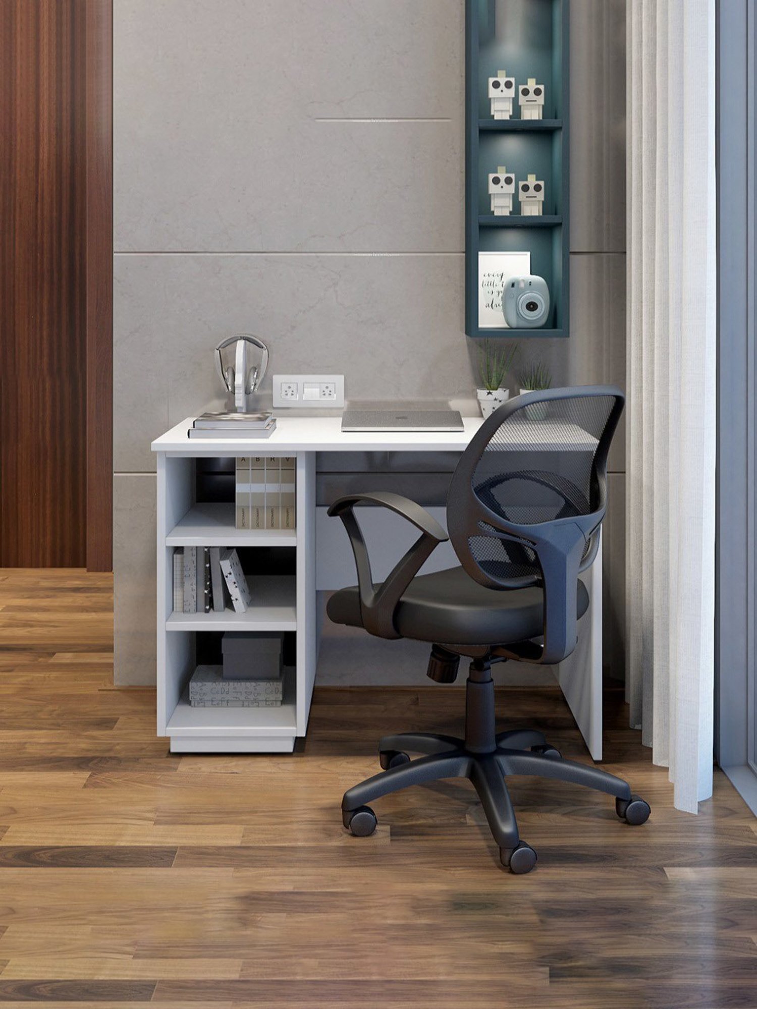 Pure Delrick Writing Table in Matte Frosty White Finish