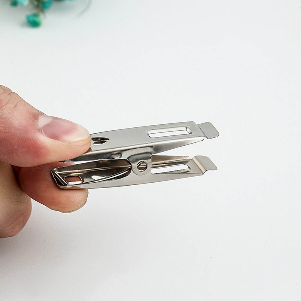 100PCS/Pack Stainless Steel Clothes Pins Windproof Antiskid Metal Clothes Clips Clothes Drying Hanger (5cm)