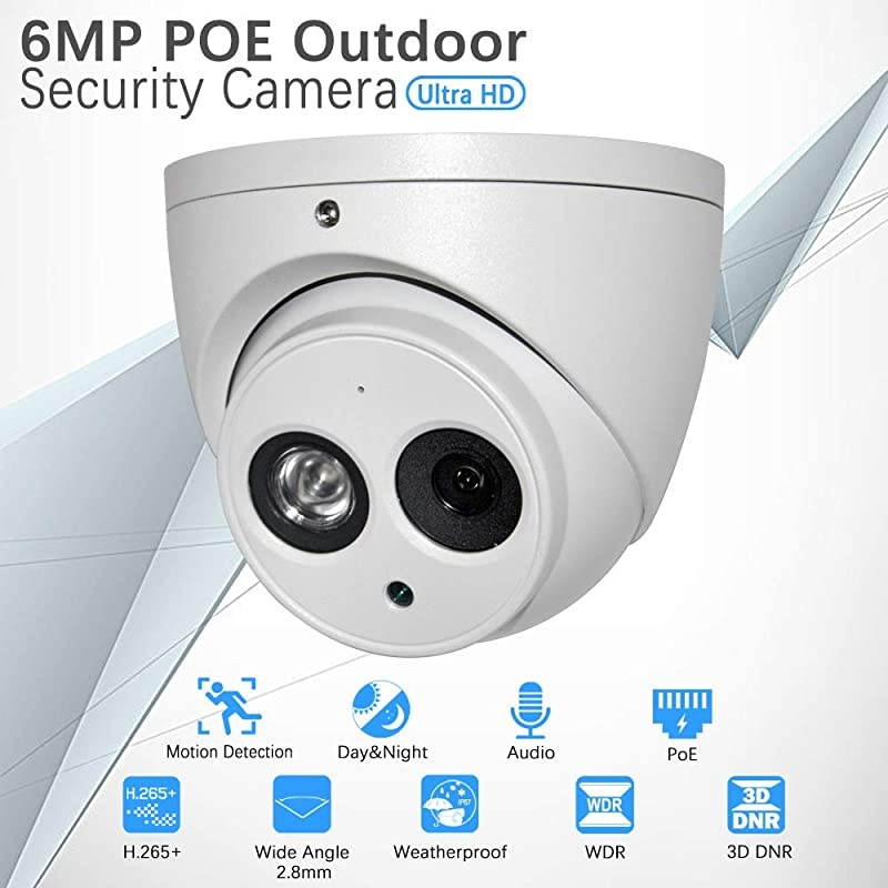 POE IP Camera IPCHDW4631CA 28mm Indoor Outdoor Dome Security Camera with Audio Builtin Mic IR Night Vision 50m H265 IP67 WDR 3D DNR