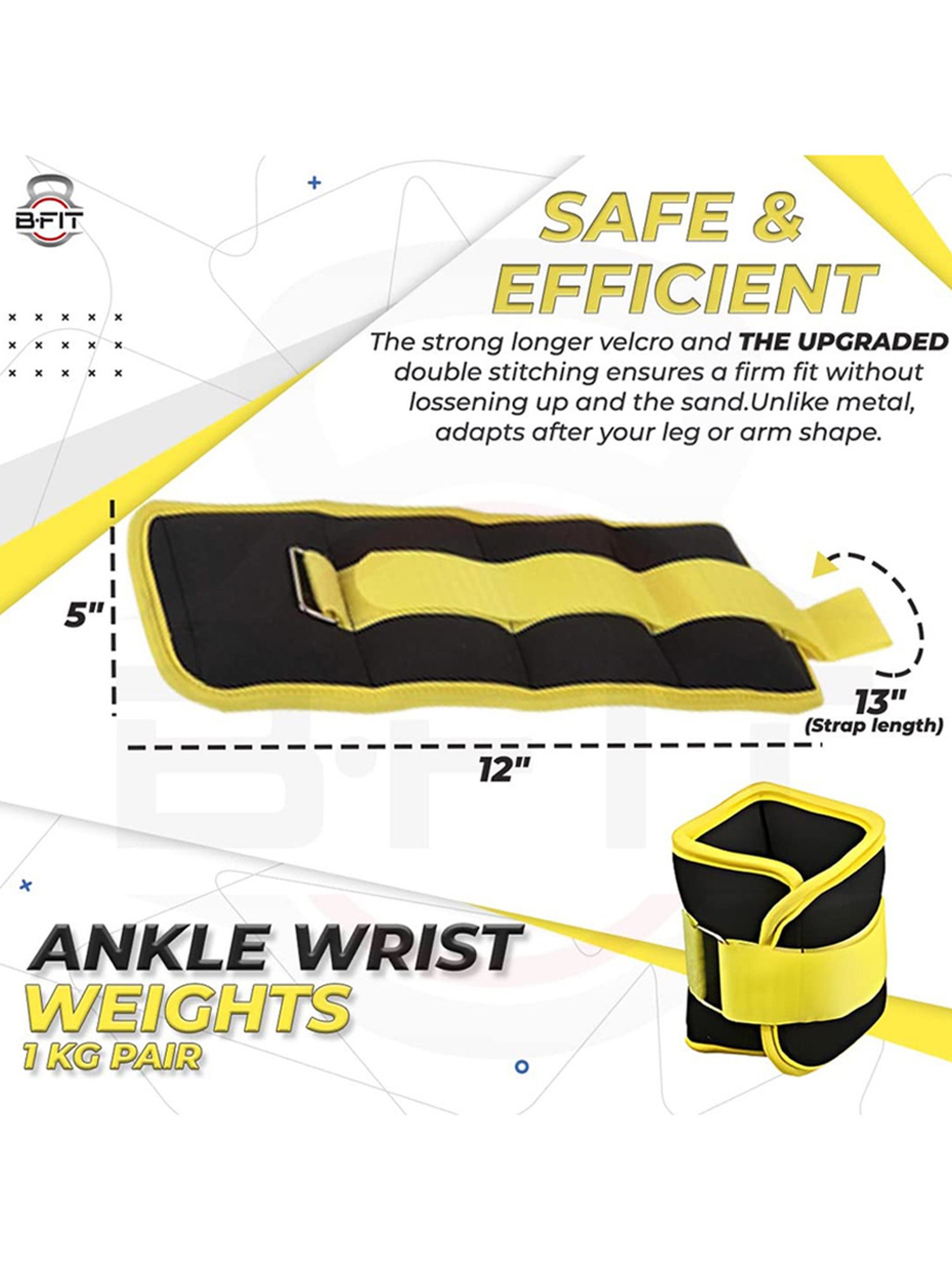 B Fit Fully Adjustable Ankle/Wrist Weight (Black)