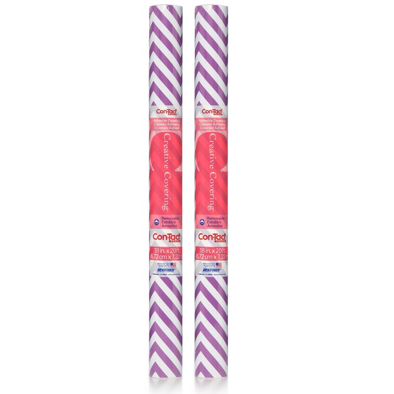 Con-Tact 2 Rolls 18"x20' Creative Covering Adhesive - Purple Chevron