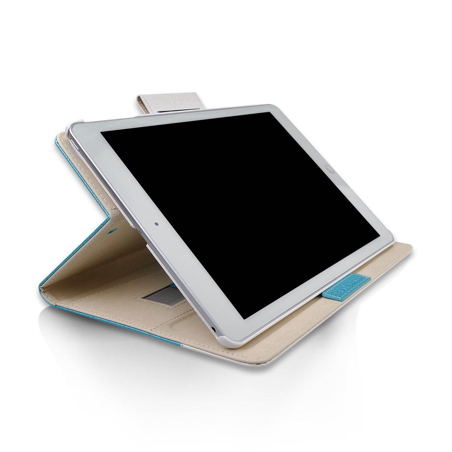 iPad Pro 10.5 Case,Thankscase Rotating Case Cover for iPad Pro 10.5 with Wallet Pocket with Hand Strap with Auto Sleep/Wake for New iPad Pro 10.5 Inch 2017 Release.(Teal Blue)