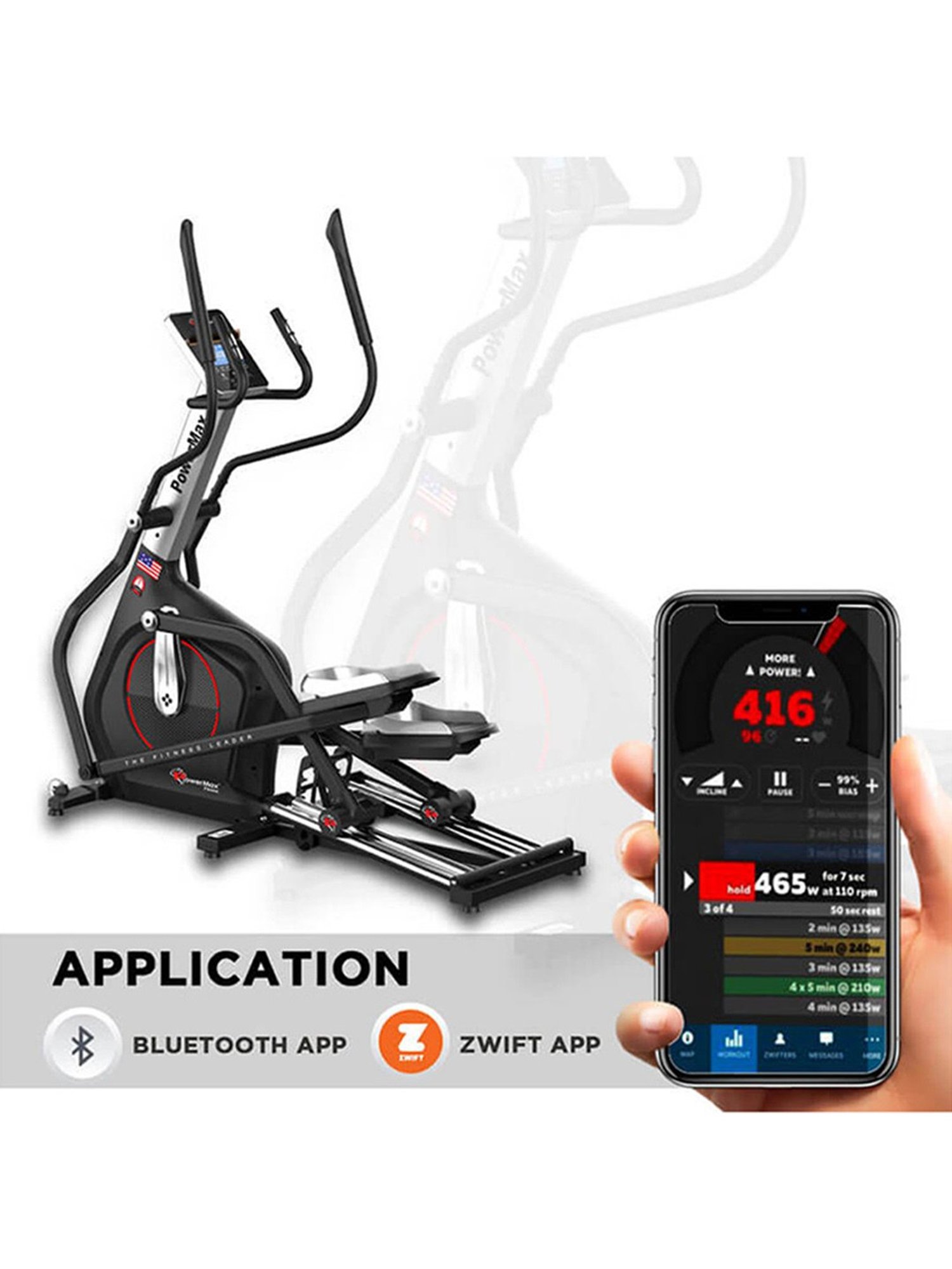 PowerMax Fitness EC-1800 Elliptical Trainer (Black)