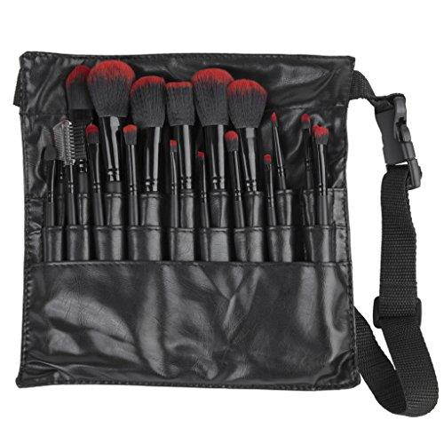 Ivation Cosmetics 20 Pieces Natural Facial Makeup Brush Set with Leather Pouch (Black)