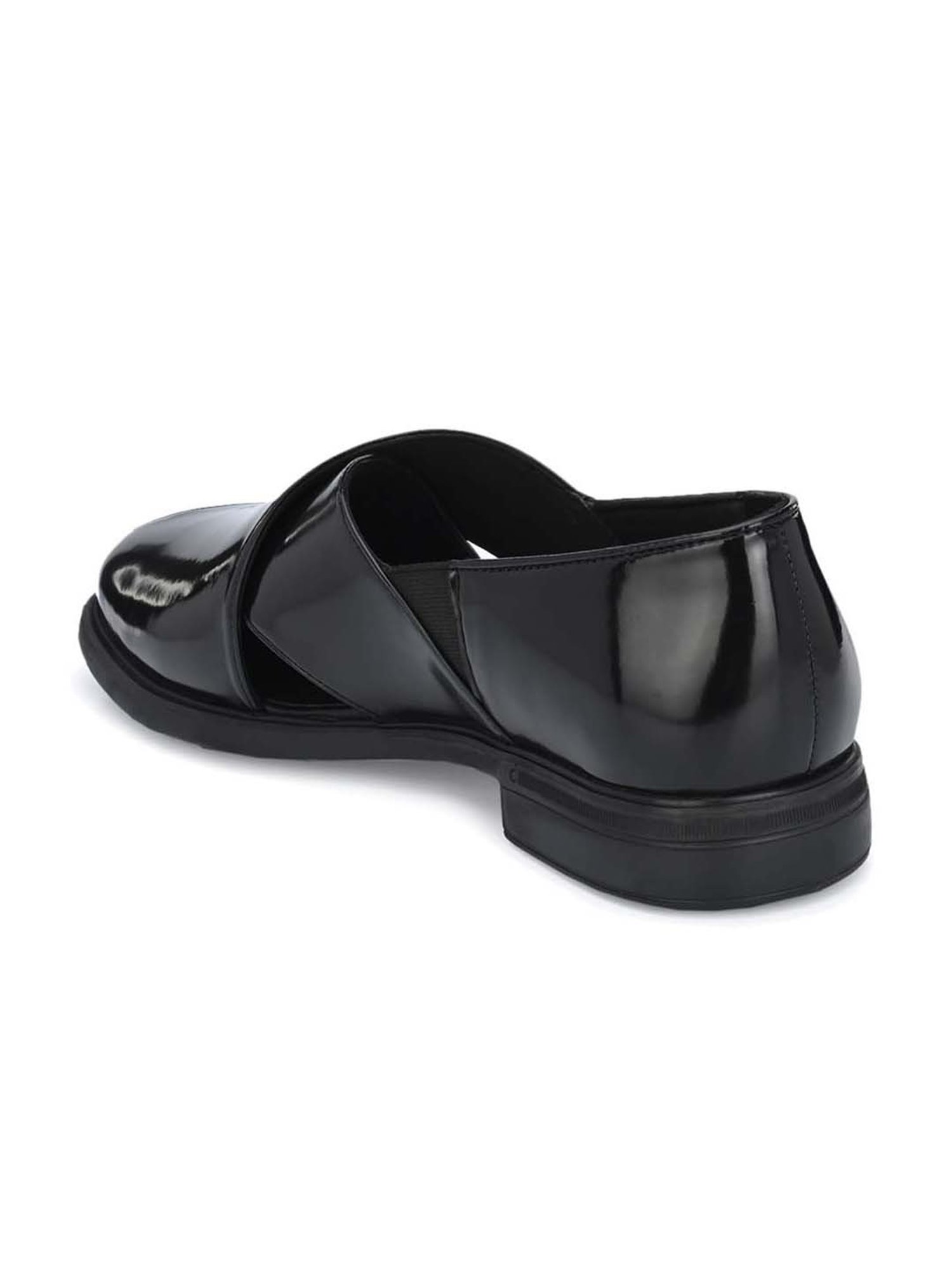Delize Men's Black Cross Strap Sandals