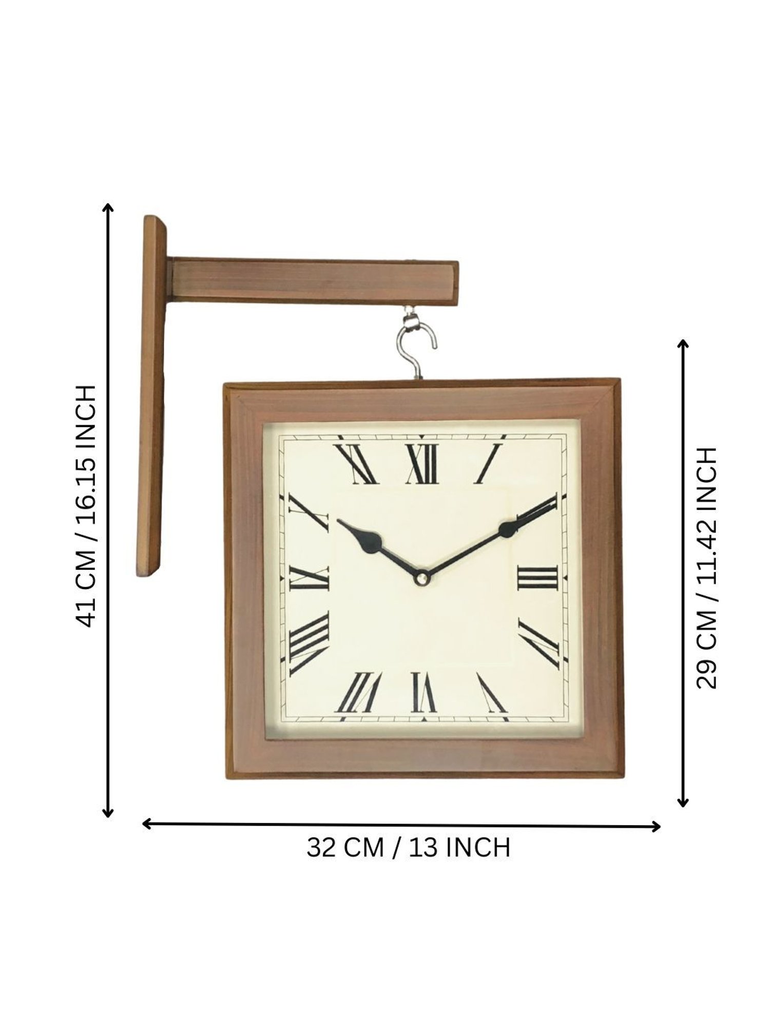 CHRONIKLE Square Brown Wood Wall Clock