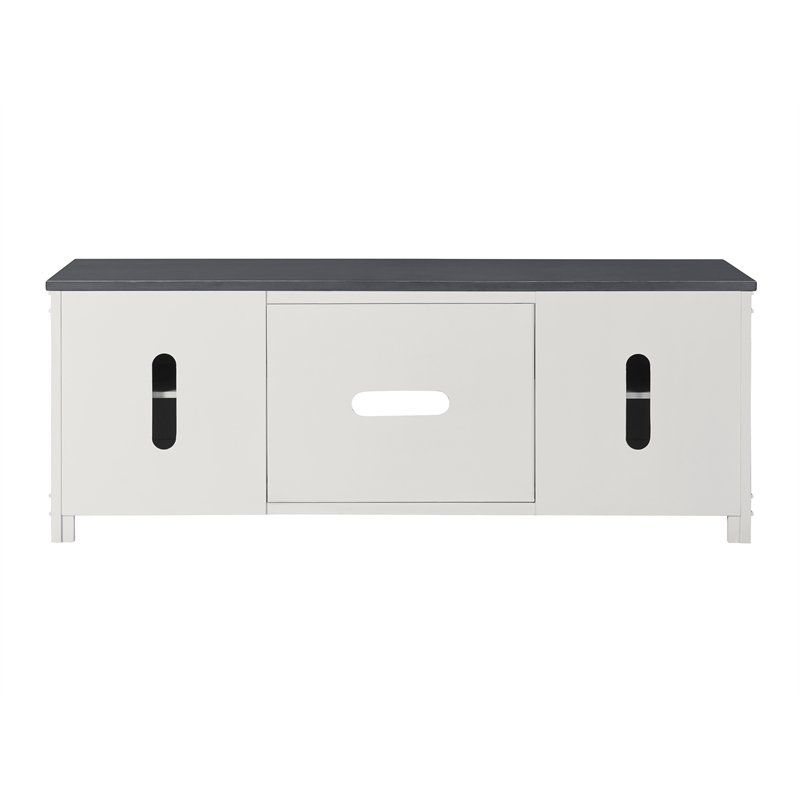 Del Mar White and Gray 70" TV Stand with Electric Fireplace - Martin Svensson Home