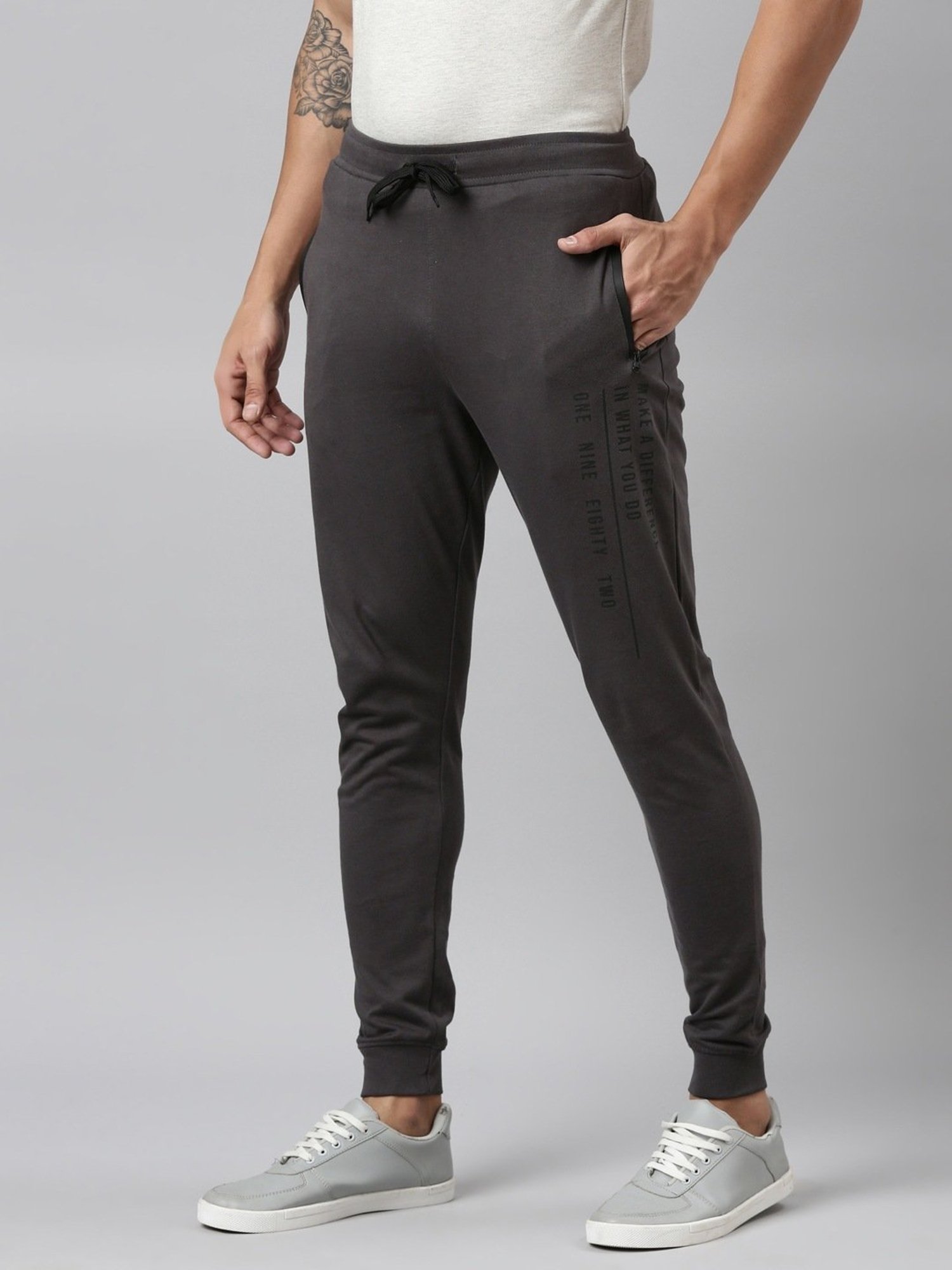 Dixcy Scott Maximus Grey Cotton Regular Fit Sports Joggers
