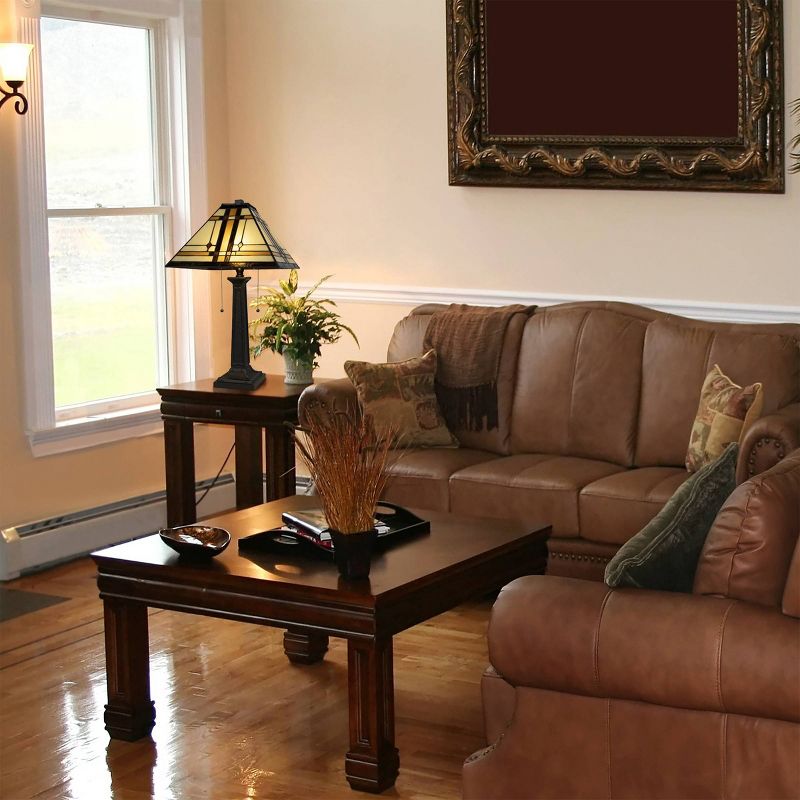 Tiffany Style Table Lamp-Mission Design Art Glass (Includes LED Light Bulb)