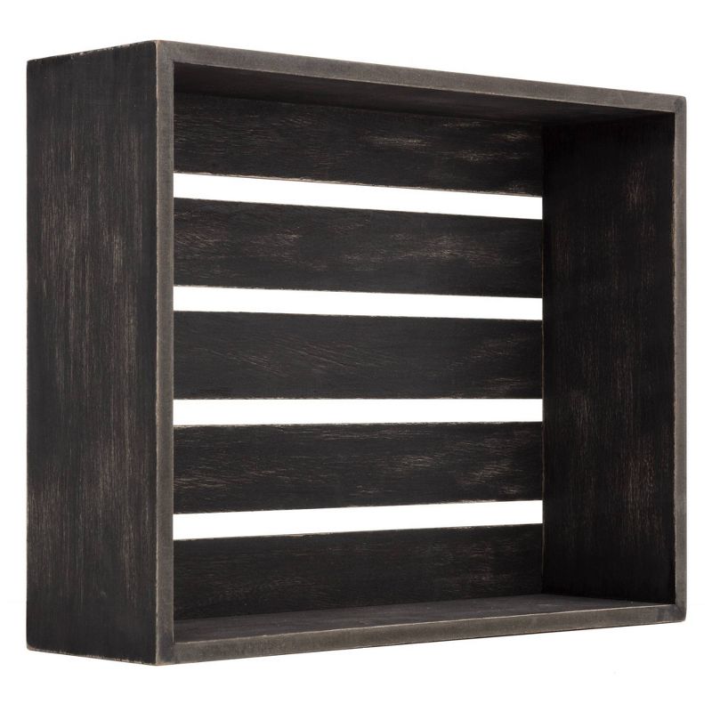 Set of 4 Rustic Wood Crate Wall Storage Black - Patton Wall Decor