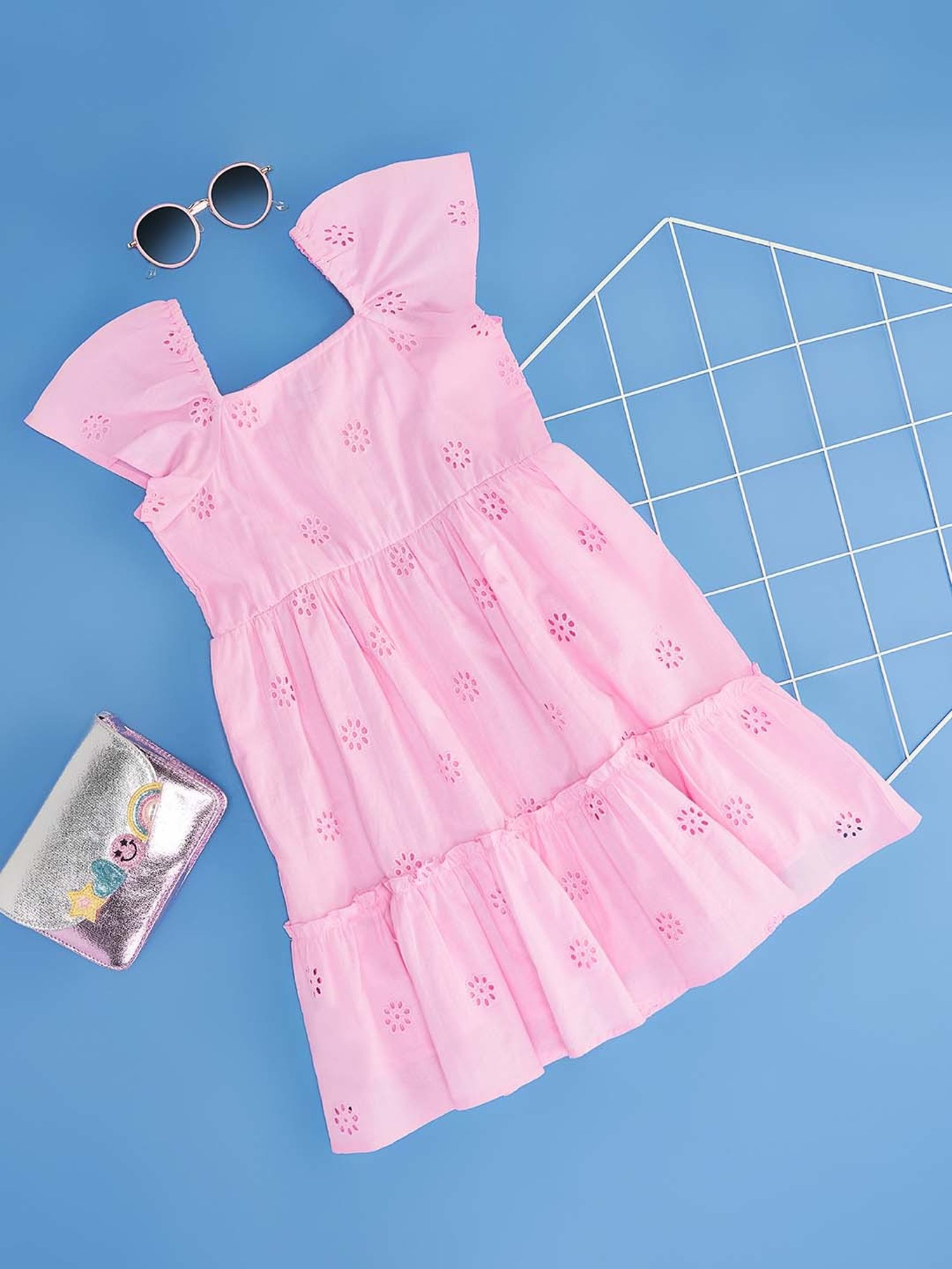 YU by Pantaloons Kids Pink Cotton Flared Fit Dress