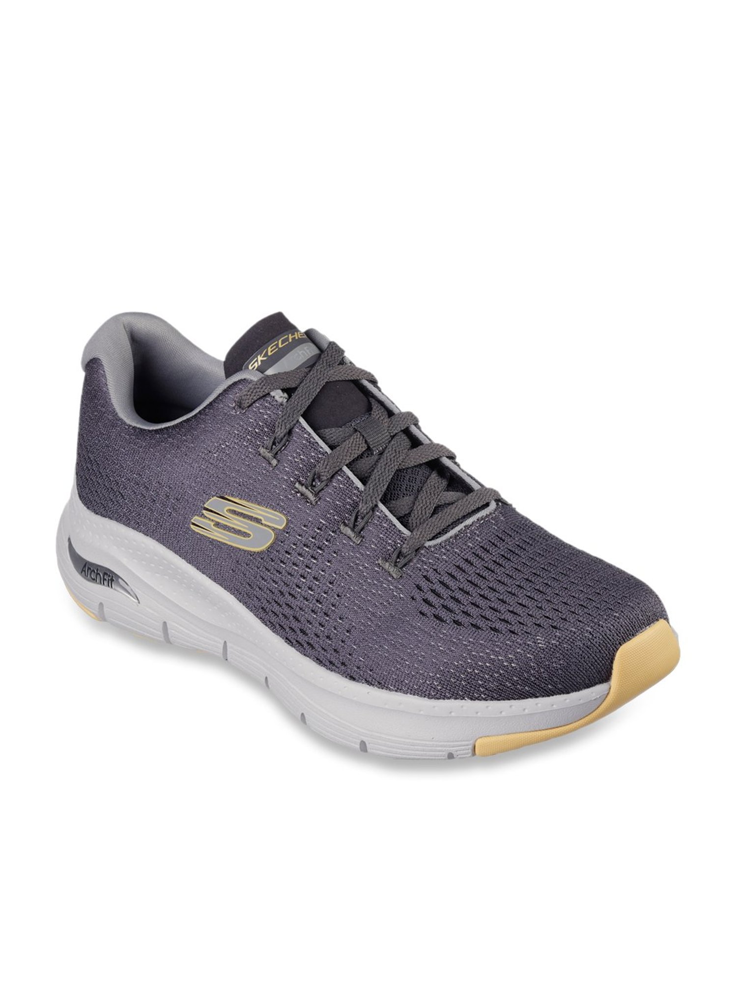 Skechers Men's ARCH FIT Charcoal Yellow Casual Sneakers