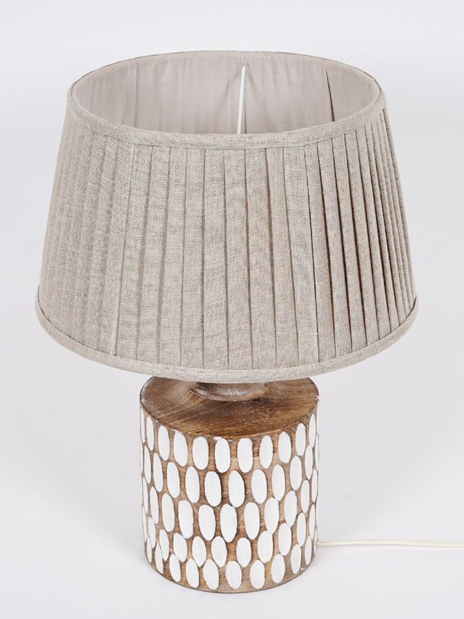 Kapoor Lamp Shades Distress White Wood Garlen Carved Cotton Shade Table Lamp