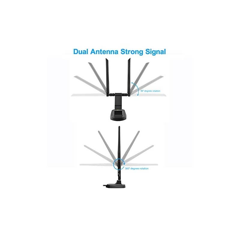 WiFi Adapter, 1900Mbps Dual Band 2.4GHz/600Mbps 5.8GHz/1300Mbps High Gain 5dBi Antennas 3.0 Wireless Network Adapter for PC Desktop Laptop with Windows 10/8/7/XP/Vista, Mac OS
