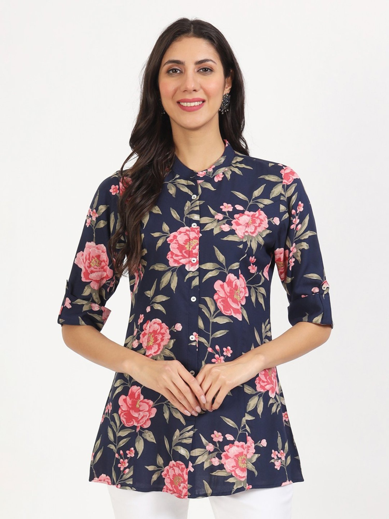Divena Navy Floral Print Tunic