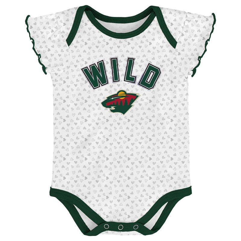 NHL Minnesota Wild Girls' Winning Goal Bodysuit Set 3pk - 6-9M