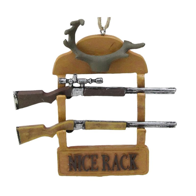 Ganz 4" Rack Hunting Rifles and Antlers Gun Rack Christmas Ornament - Brown/Beige
