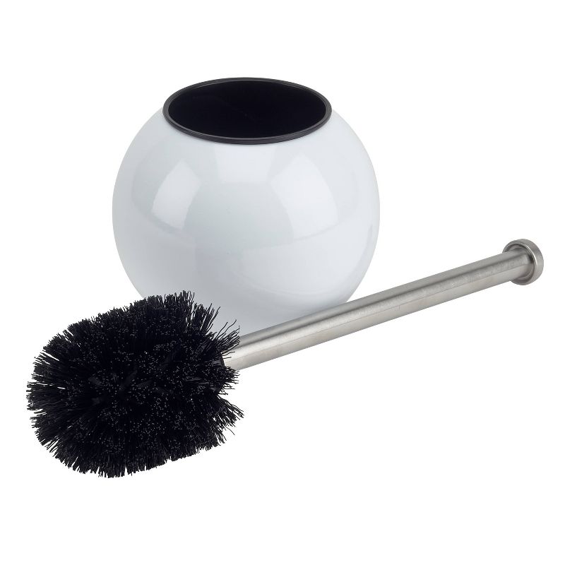Globe Design Toilet Brush and Holder White - Bath Bliss