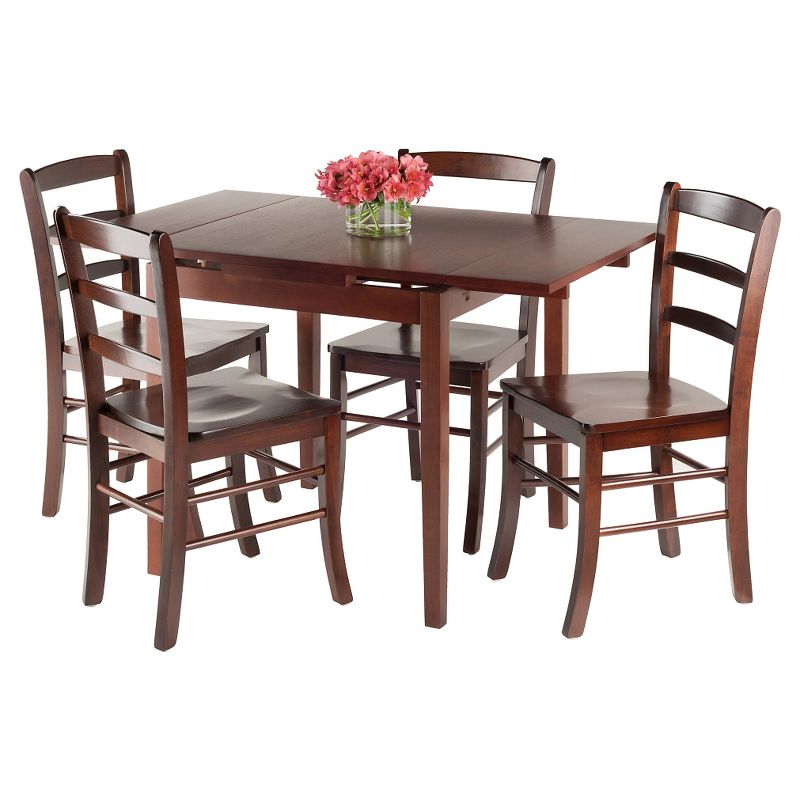 5pc Pulman Dining Set with Ladder Back Chairs Wood/Walnut - Winsome