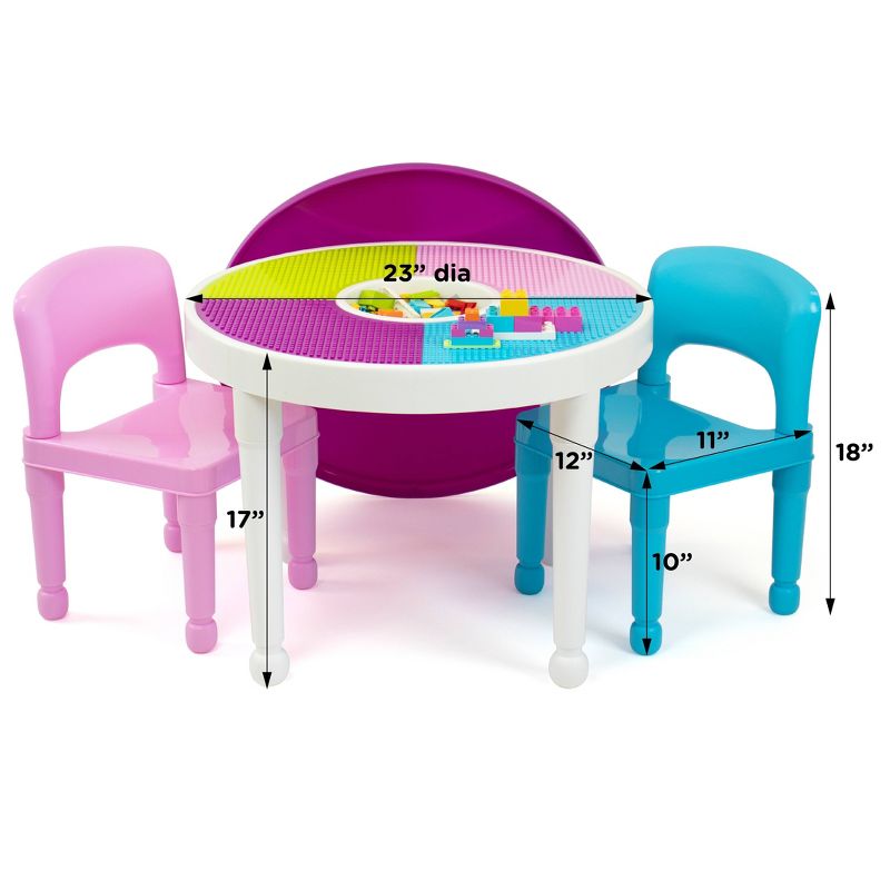 3pc Round Plastic Construction Table With Chairs & Cover - Humble Crew