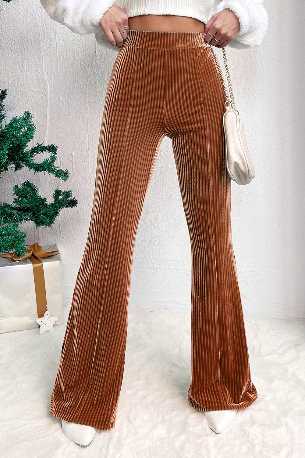 Karen Kane Cropped Wide Leg Linen Blend Striped Pants