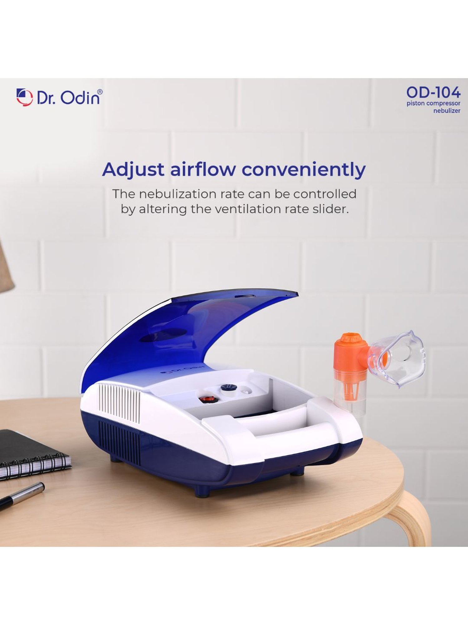 Dr. Odin OD104 Nebulizer with Piston Compressor Technology (Blue)
