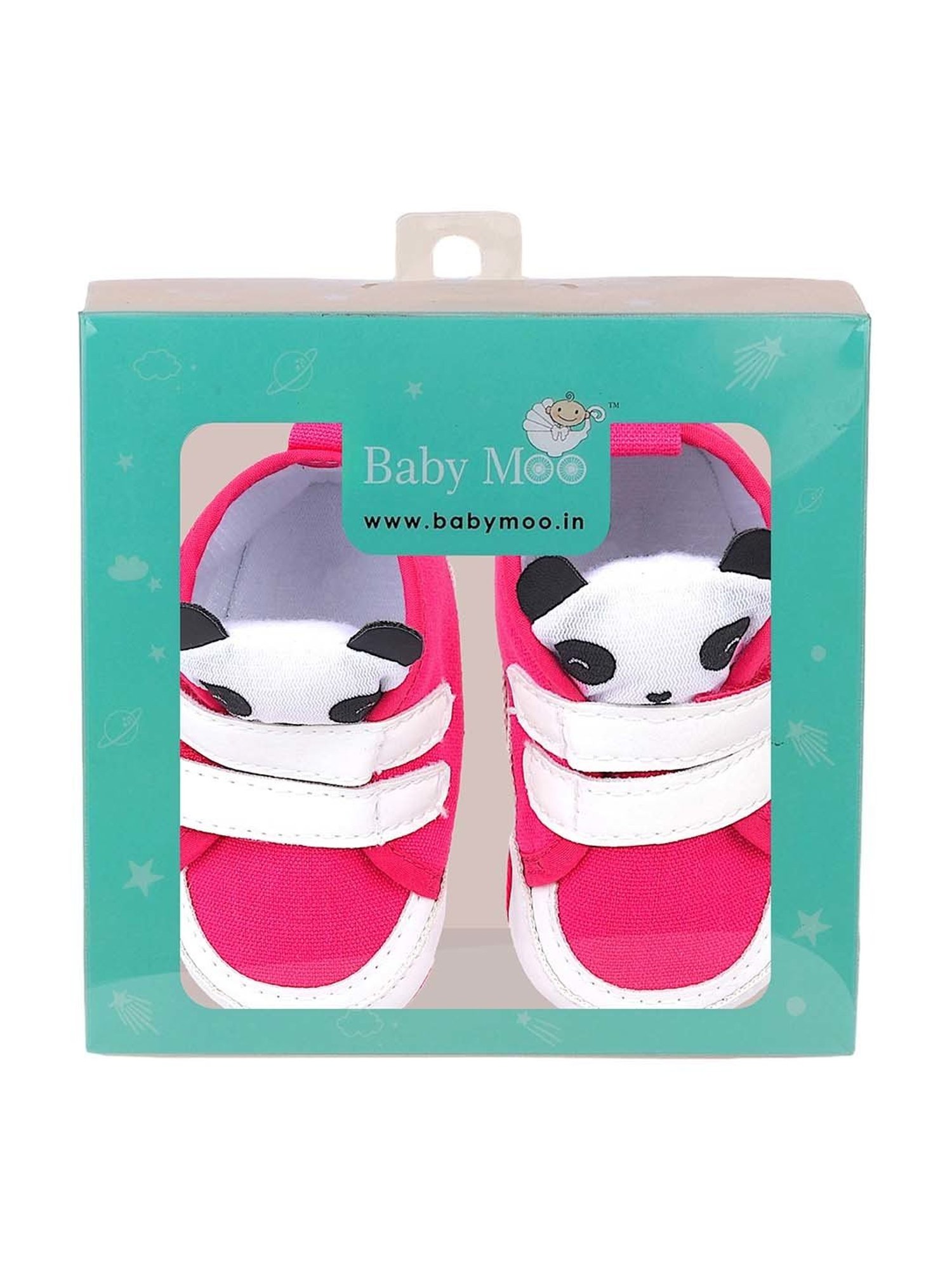 Baby Moo Kids Pink & White Velcro Shoes
