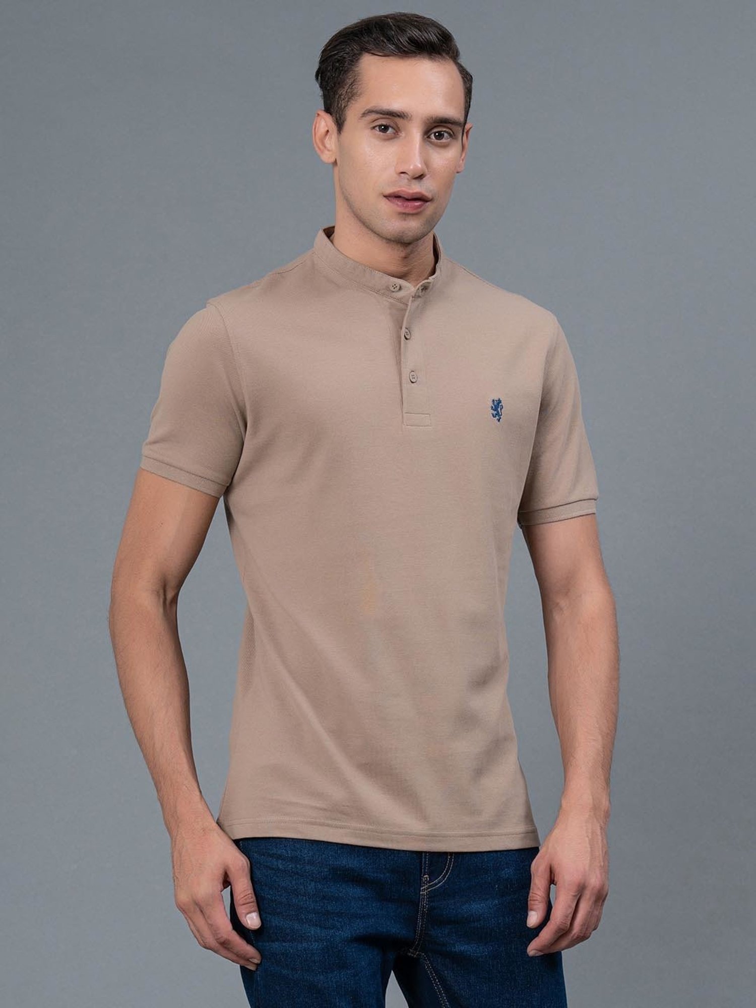Red Tape Beige Regular Fit Cotton T-Shirt