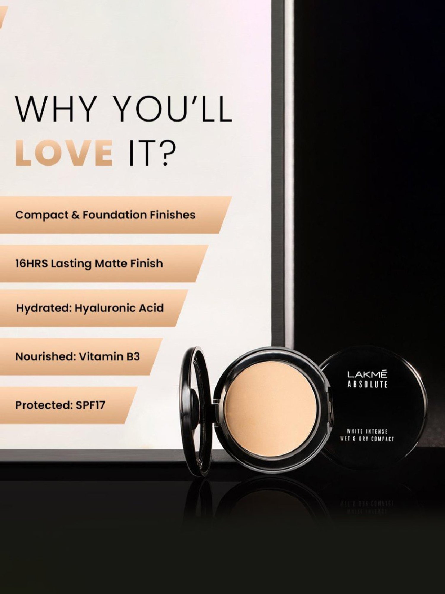 Lakme Dual Finish Compact (Wet & Dry) Rose Fair - 9 gm