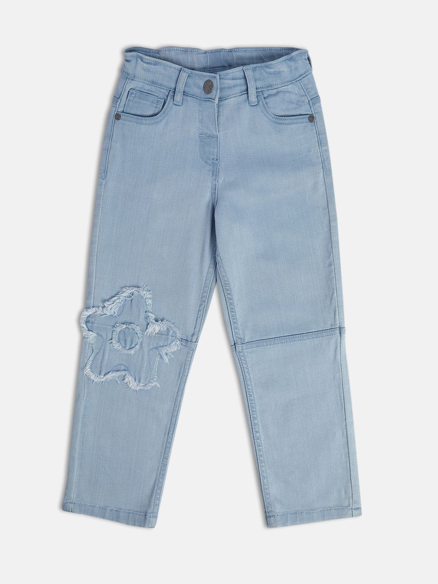 MINIKLUB Girls Blue Solid Denim Pants