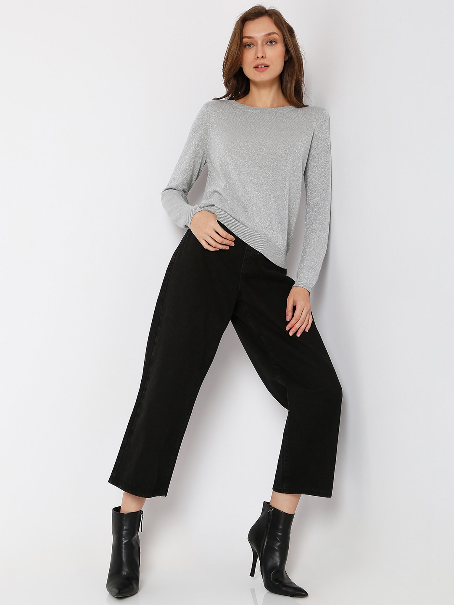 Vero Moda Light Grey Striped Sweater