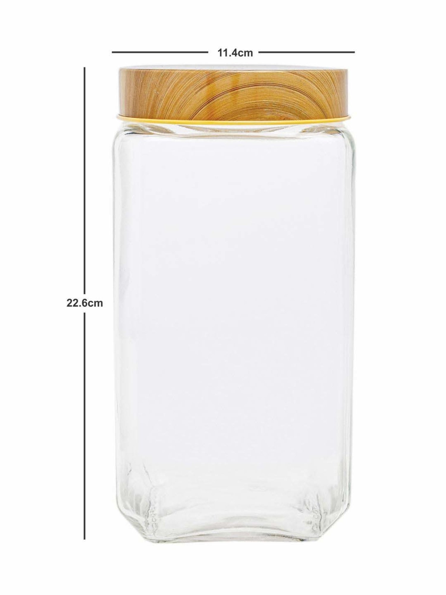 White Gold Transparent & Brown Glass Airtight Canister Jars With Bamboo Lid (2.25 L) - Set of 2