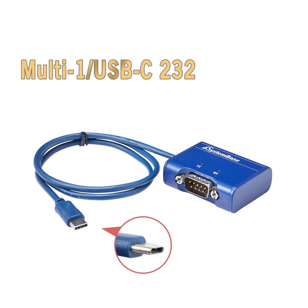SystemBase - 1Port USB Type C to Serial Converter RS232, Male Connector (Multi-1/USB-C RS232)