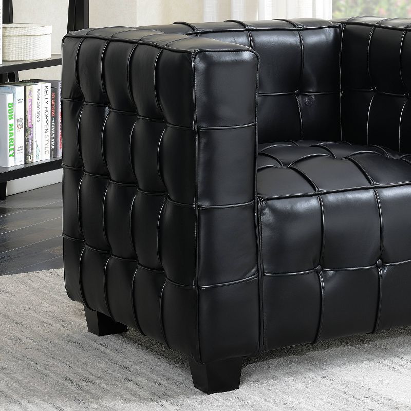 Parker Leather Tufted Tuxedo Armchair Black - AC Pacific